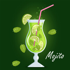 Summer cocktail Mojito with mint and lime