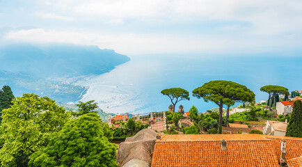 Coastline in southern Italy, vertiginous cliffs adorned with colorful villages, turquoise waters....