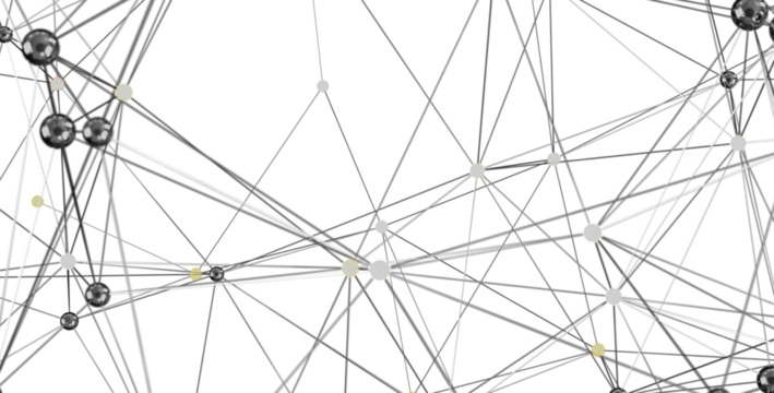 Abstract background image of interconnected nodes and lines, representing network, connection, or technology.
