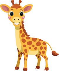 Fototapeta premium Smiling Giraffe: A friendly and vibrant illustration of a tall, spotted giraffe. This cheerful giraffe brings a touch of the African savannah to life with its inviting smile.