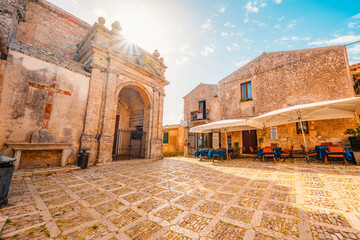 Piazza della Loggia in Erice, province of Trapani. Sicily, Italy