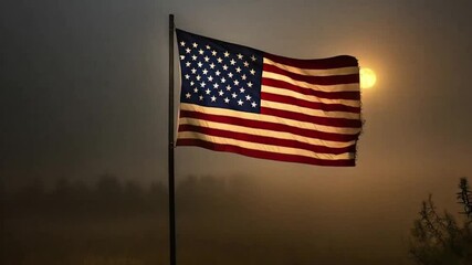 american flag waving on independence day on 4th july celebration holidays