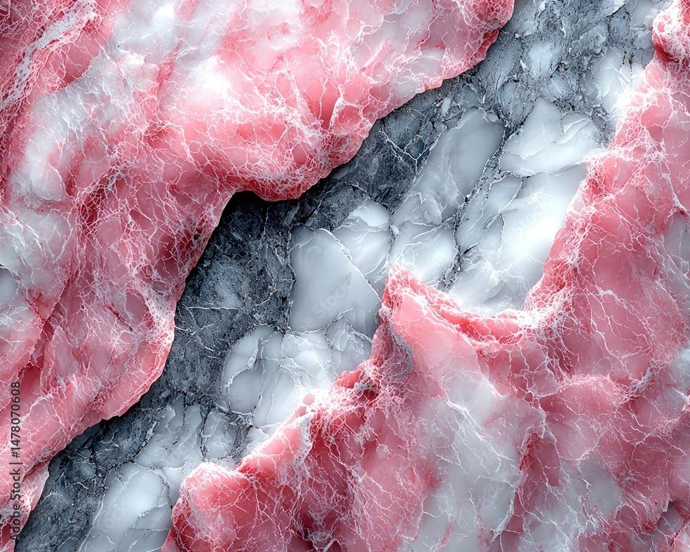 Aufkleber abstract close-up of pink and gray marble texture with intricate patterns