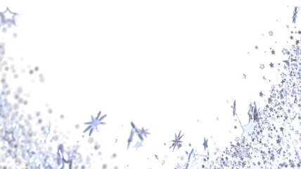 Glimmering silver stars burst across a white background. Perfect for holidays, celebrations, or magical designs.