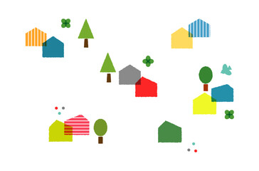 Cute and minimalist illustrations of Scandinavian-inspired houses.