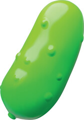 Ripe cucumber 3D plastic style vector icon, volume fresh green vegetable, salad ingredient, farm organic plant food