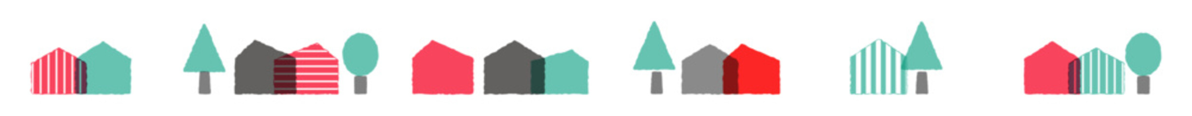 Cute and minimalist illustrations of Scandinavian-inspired houses.