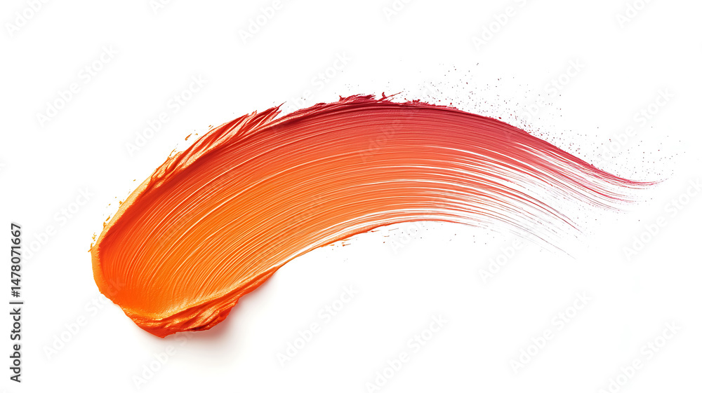 Poster orange and red gradient paint stroke isolated on white background creates a visually striking and ve