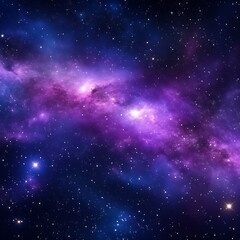 Naklejka premium Cosmic Nebula Vibrant purple and blue hues in a star-filled expanse
