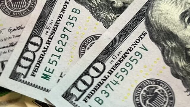 Dollar banknotes background spinning counterclockwise dollar cash