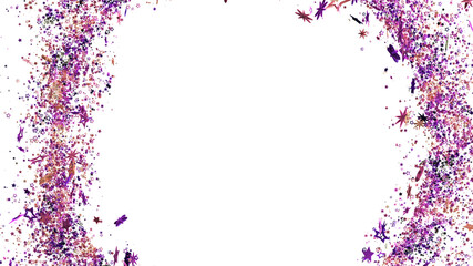 Sparkling purple and gold star confetti border. Perfect for festive designs, invitations, and celebrations.