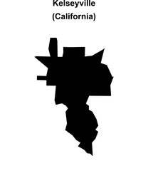 Kelseyville (California) blank outline map