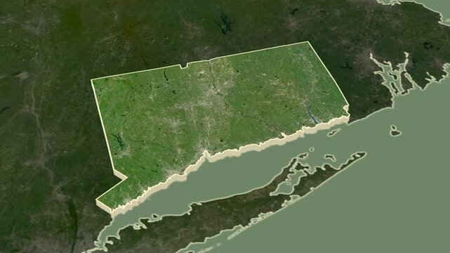 Connecticut, United States, extruded. Satellite map