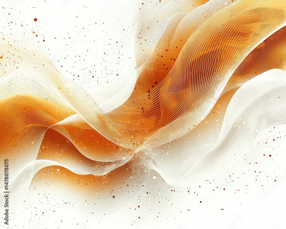 Poster abstract waves of orange and white flowing gracefully, creating a dynamic background
