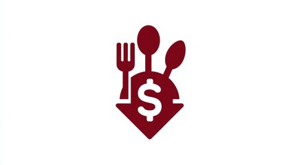 Obraz premium CostEffective Dining Solutions Fork Spoon Dollar Sign in a Downward Arrow
