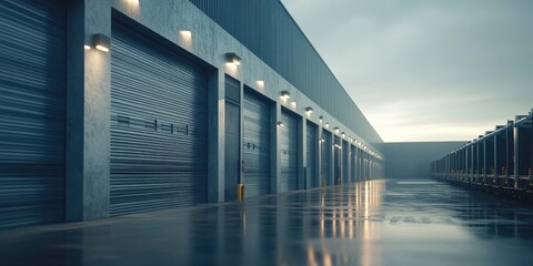 Industrial Warehouse Facility at Dusk
