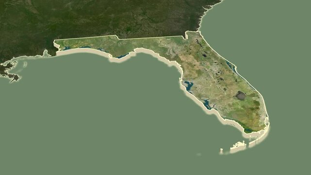 Florida, United States, extruded. Satellite map