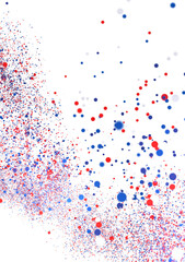 Red, blue confetti explosion. Festive backdrop