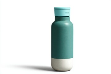 Teal and White Ceramic Water Bottle with Light Blue Lid