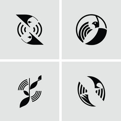 A collection of abstract logo designs for branding with modern geometric shapes and artistic icons