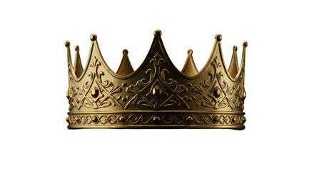 Ancient king or queen crown isolated on transparent background , Golden Crown PNG 