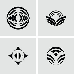 Minimalist abstract logo designs in black and white for diverse branding and iconography