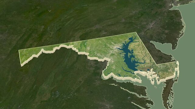 Maryland, United States, extruded. Satellite map