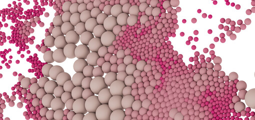 Colorful 3D spheres, abstract background, pink and beige gradient, texture, pattern, design element.
