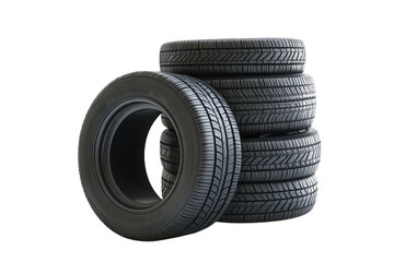 Stack of tires auto part on transparent background