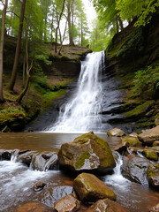 Obraz premium Waterfall in the national park Sumava-Czech Republic