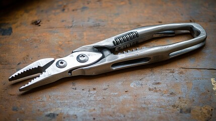 Obraz premium Versatile slip-joint pliers adjust to grip various sizes of objects. Their adjustable jaws are ideal for twisting, bending, or holding materials securely. 