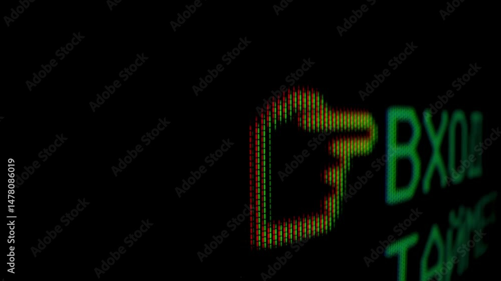 Poster close-up view of bright colorful pixel grid on a screen
