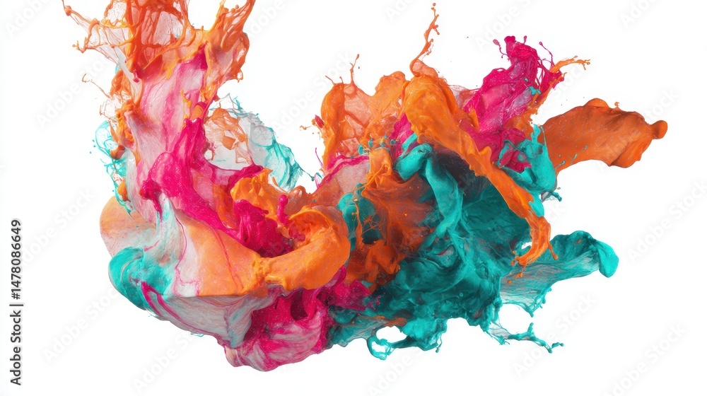 Poster vibrant splash of colorful paint in motion creating dynamic abstract artwork with energetic swirls a