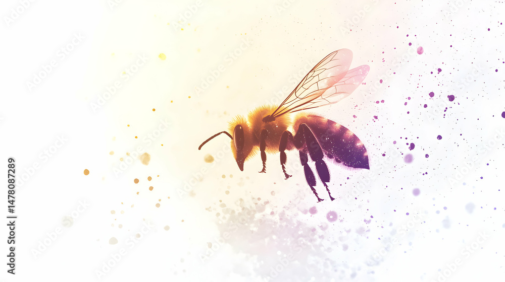 Poster abstract rendering of a bee conveying concepts of nature and fragility