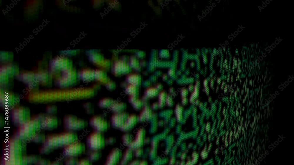 Poster abstract digital pattern with pixelated green and black elements