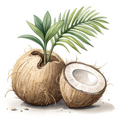 High angle view of coconuts on white background,Moldova