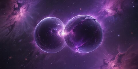Fototapeta premium Ethereal orb glows, purple nebula swirls around it Cosmic dust motes dance , mystery, glow, orb