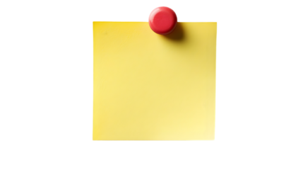 Yellow Sticky Note, Reminder, Memo, Message, Notepad, Pinned, Blank, Paper, Office Supplies, Magnet on transparent background