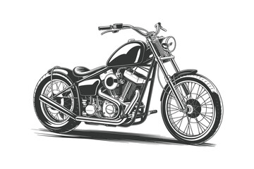Classic Chopper Motorcycle Illustration Black and White Vintage Style