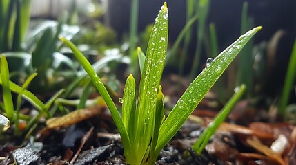 Fototapeta premium storm Zephyranthes Rain Lily emerging after