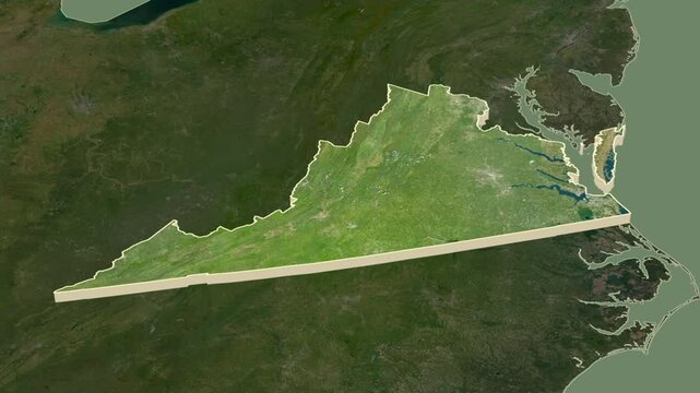 Virginia, United States, extruded. Satellite map