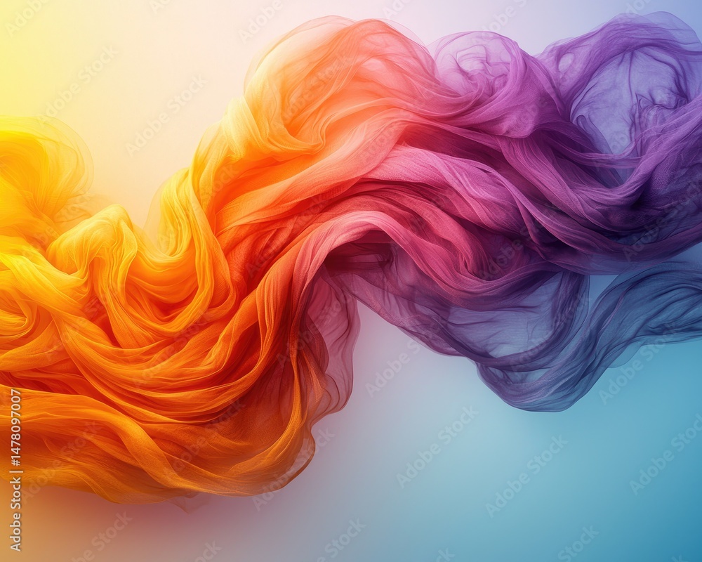Aufkleber colorful flowing silk fabric waves with a gradient background creating a serene atmosphere
