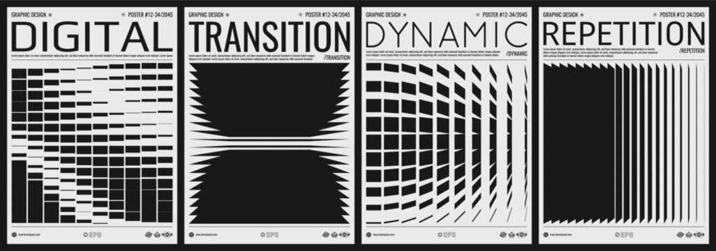 An image of many rectangular flat shapes and lines of different thicknesses with transition and displacement effects. Dynamic gradient pattern. Vector for banner, flyer, cover or brochure.