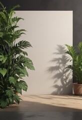 Fototapeta premium Versatile magazine layout with adjustable background & cast plant shadows , design, natural