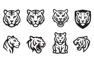 Tiger Head Illustrations Vector Icon Set