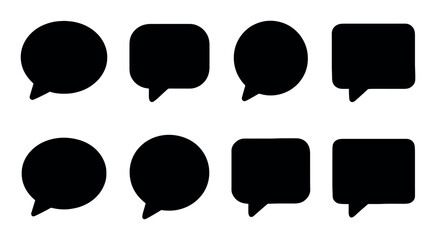 Speech bubbles icons set, silhouette style, communication, chat, minimalist design for web