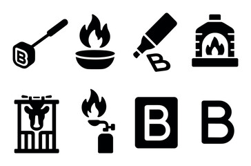 Branding icons set, silhouette, bold minimalist, app, ui