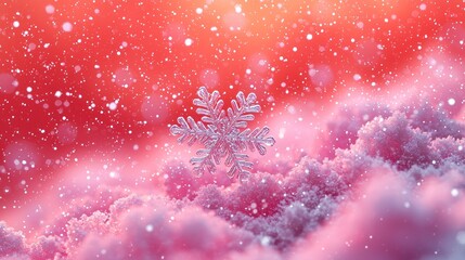 Winter Snowflake in Snowy Landscape