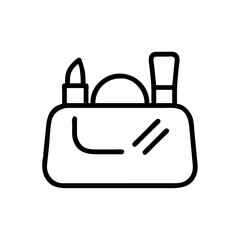 Obraz premium Makeup bag with beauty products in minimalist line art style 