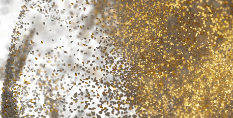Abstract background with glittering gold and silver particles. Perfect for luxury, celebration, or technology themes.